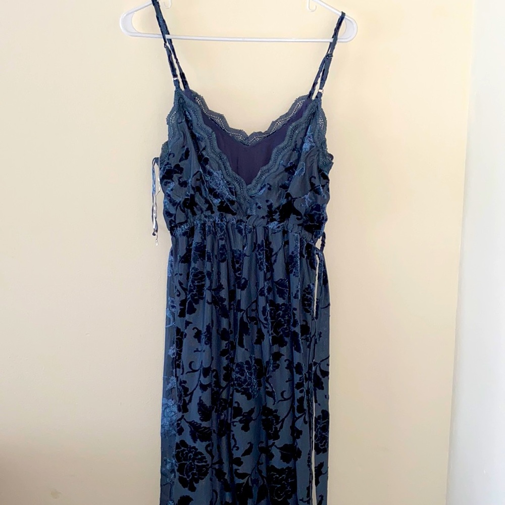 Honey Belle blue velvet jumpsuit.